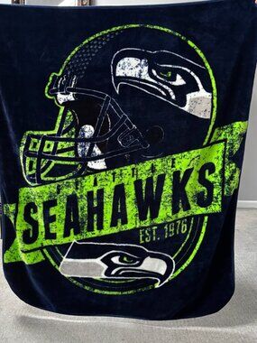 Seattle Seahawks Plush Blanket, 50"x60", Blue & Green